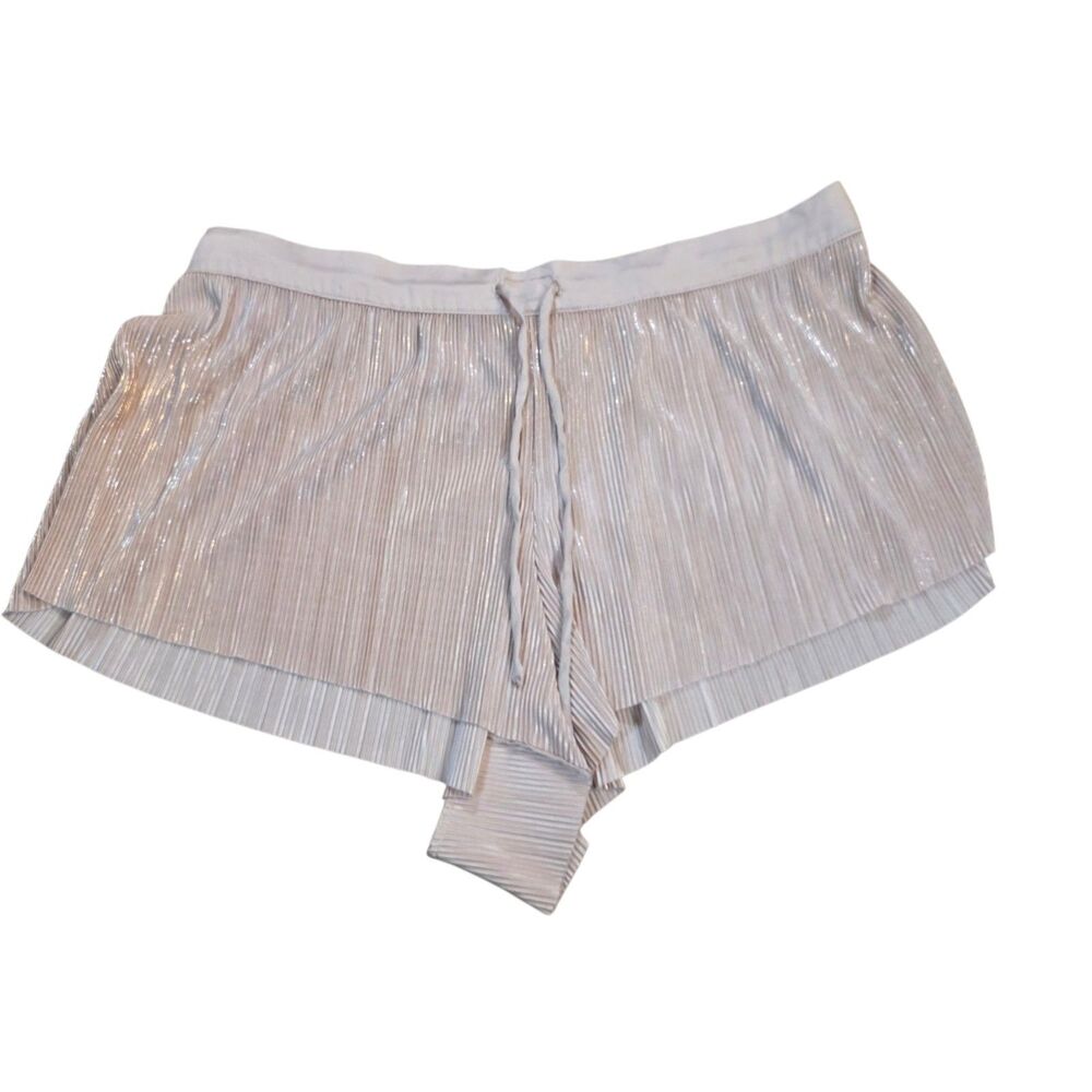 Victoria's Secret Plisse Pleated Shorts Metallic Champagne Gold High Rise Large